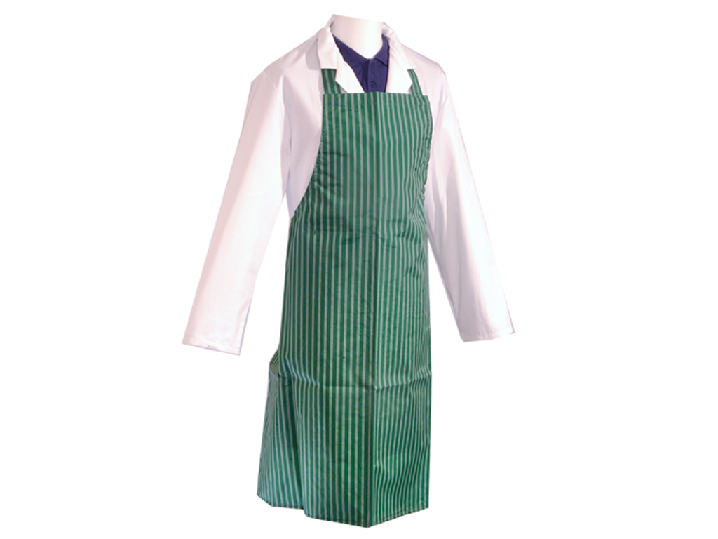 Butchers Apron Nylon Green White Stripe 100cm Parkers Food Machinery Plus
