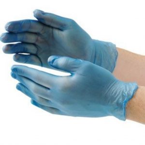 blue vinyl gloves